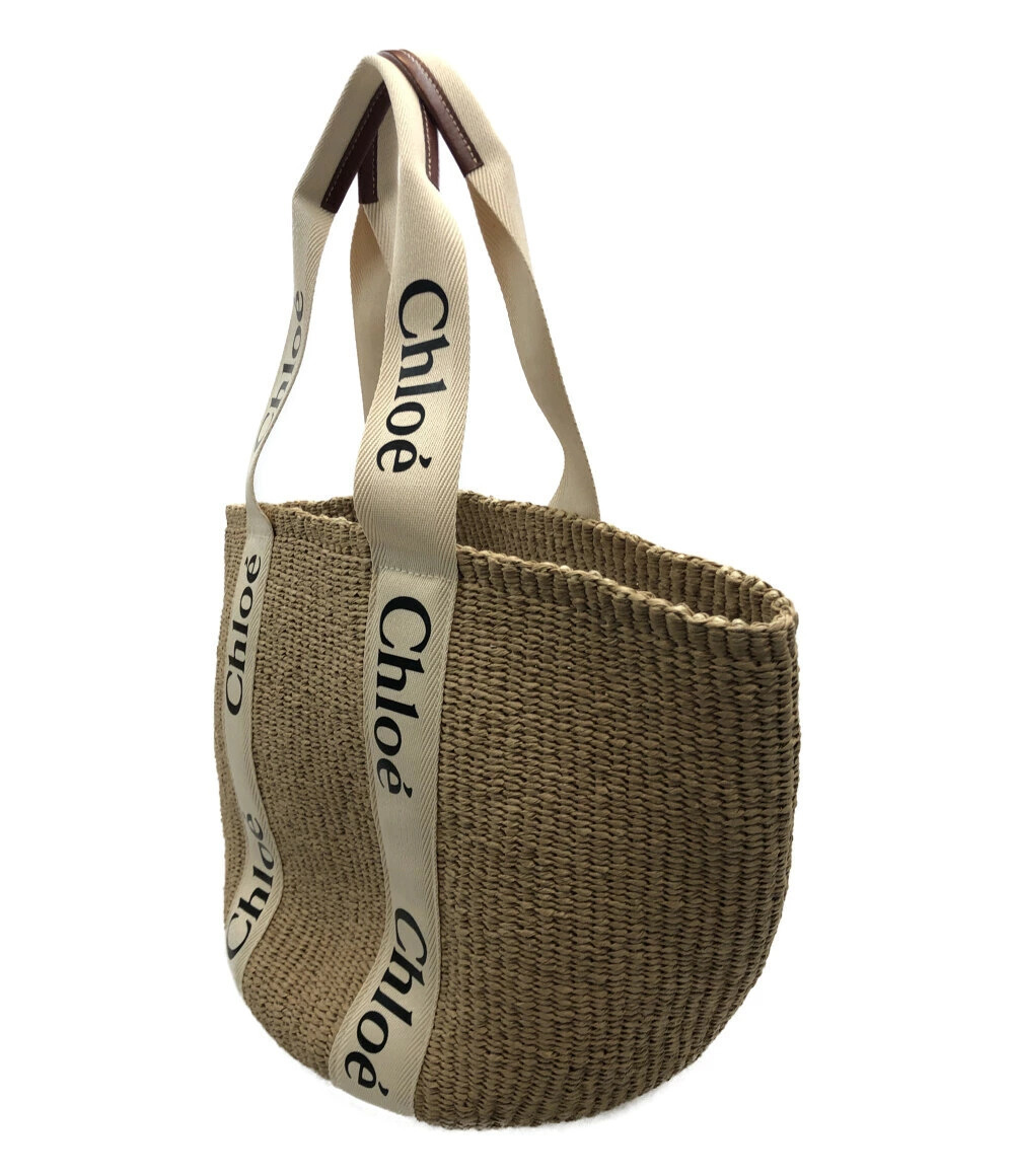 Chloe Mifuko Woody Basket Tote Woven Straw Body Tan - Picture 2 of 4